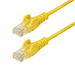 StarTech.com 25cm Yellow Slim CAT6 Ethernet Cable, Snagless, 100W PoE, UTP, LSZH, 28AWG Pure Bare Copper Wire, Slim RJ45 Network Patch Cord w/Strain Reliefs, Fluke Tested