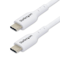 StarTech.com 2m (6.6ft) White USB-C Charging Cable 2-Pack, USB C Cable, USB 2.0 Type-C Laptop Charger Cord, 60W 3A Power Delivery, TPE Jacket, USB-C Data Transfer Cable, M/M