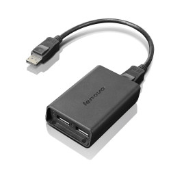 Lenovo DisplayPort to Dual-DisplayPort Monitor Cable USB A Black