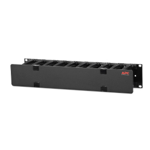 APC NetShelter Cable Management, Horizontal Cable Manager, 2U, Single Side with Cover, Black, 483 x 88 x 110 mm
