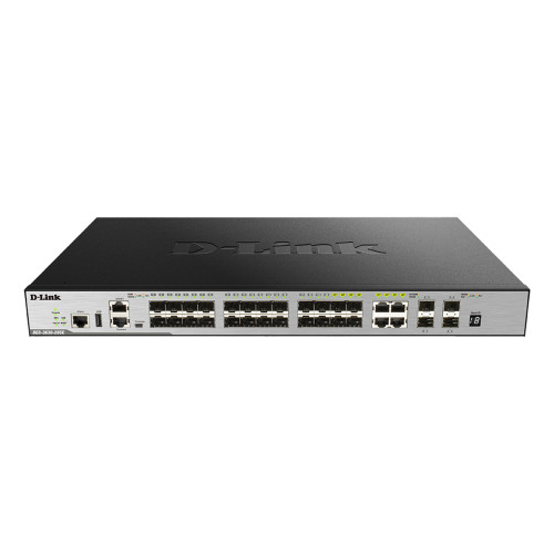 D-Link 24-Port SFP L3 Stackable Managed Gigabit Switch including 4 x 1000BaseT/SFP & 4 x 10GE SFP+