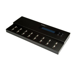 StarTech.com Standalone 1 to 15 USB Thumb Drive Duplicator and Eraser, Multiple USB Flash Drive Copier, System and File and Whole-Drive Copy at 1.5 GB/min, Single and 3-Pass Erase, LCD Display - TAA