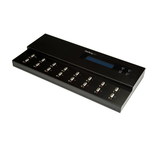 StarTech.com Standalone 1 to 15 USB Thumb Drive Duplicator and Eraser, Multiple USB Flash Drive Copier, System and File and Whole-Drive Copy at 1.5 GB/min, Single and 3-Pass Erase, LCD Display - TAA