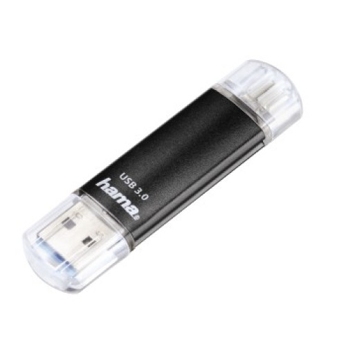 Hama Laeta Twin USB Flash Drive, USB 3.0, 128 GB, 40 MB/s, black