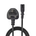 Lindy 1m UK 3 Pin Plug To IEC C7 Mains Power Cable, Black