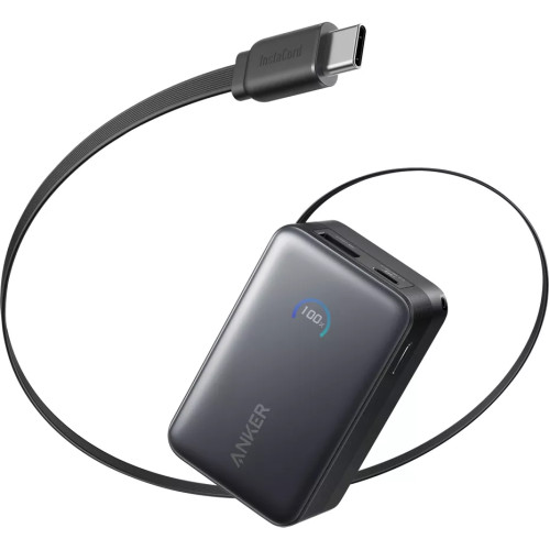 Anker Nano 10K Power Bank with Built-In Retractable USB-C Cable - Black | Verizon