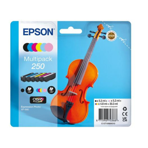 Epson 250 Violin Claria Photo HD ink cartridge 6 pc(s) Original Black, Cyan, Light Cyan, Light magenta, Magenta, White