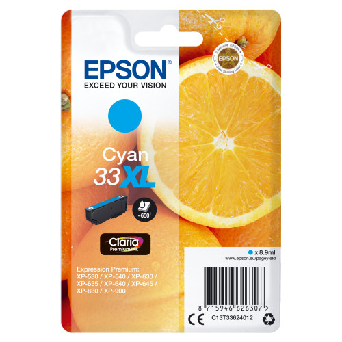 Epson Oranges Singlepack Cyan 33XL Claria Premium Ink
