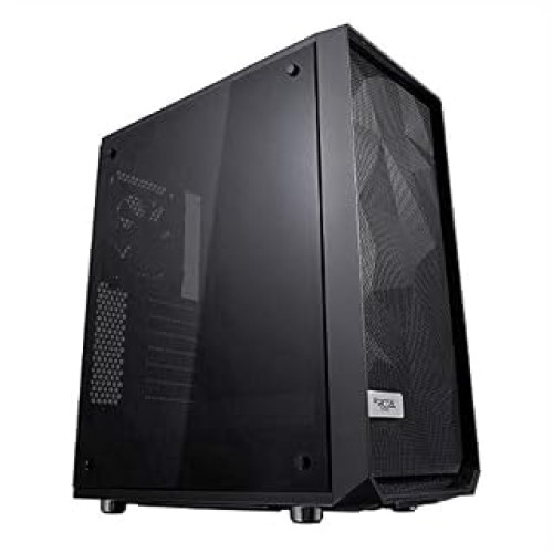 Fractal Design Meshify C - Compact Computer Case - High Performance Airflow/Cooling - 2X Fans Included - PSU Shroud - Modular Interior - Water-Cooling Ready - USB3.0 - Tempered Glass - Blackout (B074DQVB97)