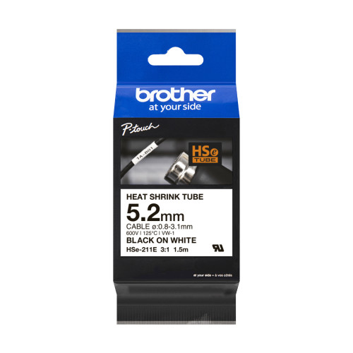 Brother HSE-211E label-making tape Black on white