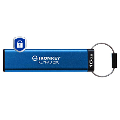 Kingston Technology IronKey 16GB Keypad 200, FIPS 140-3 Lvl 3 AES-256 Hardware Encrypted