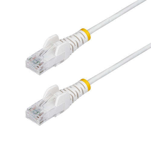 StarTech.com 2.5m White Slim CAT6 Ethernet Cable, Snagless, 100W PoE, UTP, LSZH, 28AWG Pure Bare Copper Wire, Slim RJ45 Network Patch Cord w/Strain Reliefs, Individually Tested
