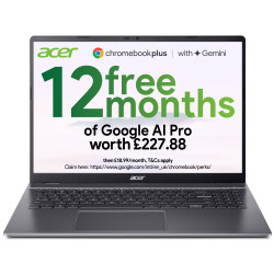 Acer Chromebook Plus 516 CB516‑1H – 16" WUXGA (1920×1200) 60Hz, Intel Core 5 120U, 8GB LPDDR5X, 128GB UFS, ChromeOS Laptop