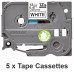 Brother TZE-231M5 label-making tape Black on white