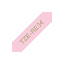 Brother TZE-RE34 label-making tape Gold on Pink