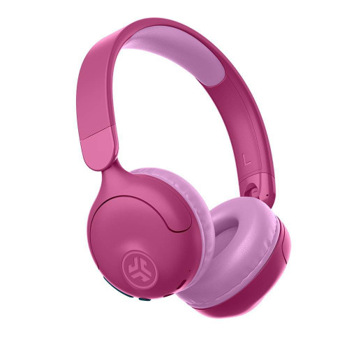 JLab JBuddies Pop Bluetooth Wireless Kids' Headphones - Pink: Over-Ear Foam Cushions, Built-In Mic, Water-Resistant